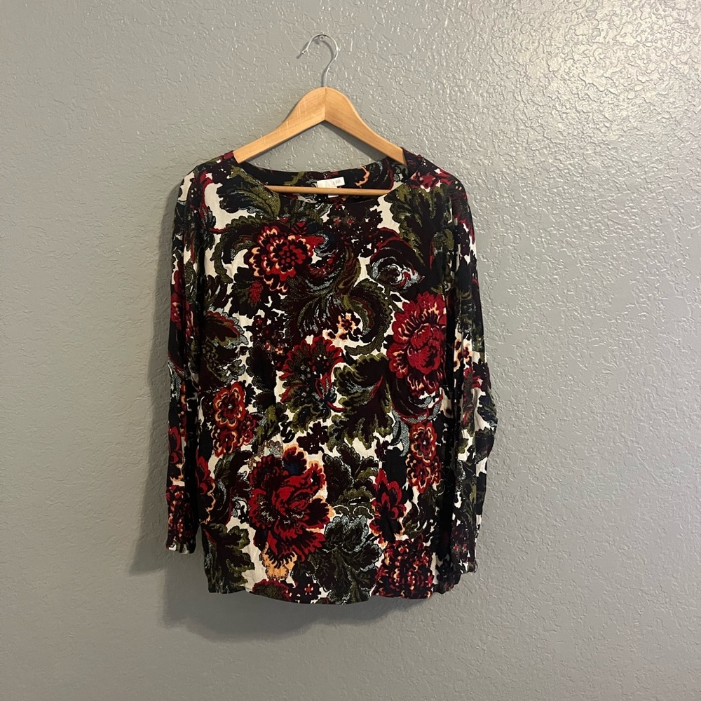 J. Jill • Floral Boat Neck Blouse